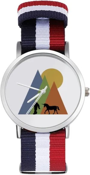 Sport Business Wrist Watches Non-Scale Work Casual Watch Sasquatch Unicorrn Sunset eke Nylon Braided Strap Outdoor 