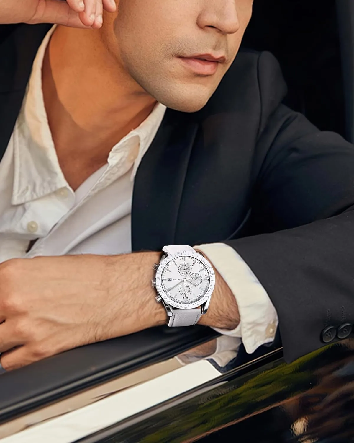 Sport Casual Classical Fashion Designer Dress Wrist Watch - quantitative sledding wingspan populate Elegant Gift for Men Men's Leather Band Chronograph Watch - 30M Waterproof Big Face Analog Quartz Date - Work 