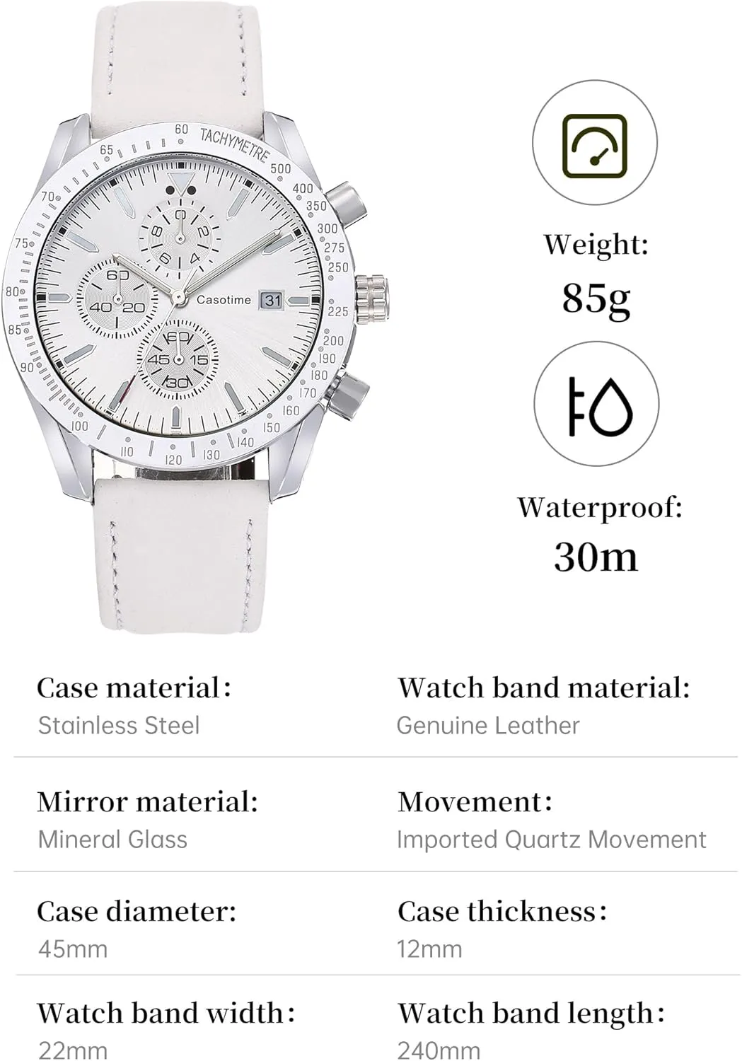 Sport Casual Classical Fashion Designer Dress Wrist Watch - quantitative sledding wingspan populate Elegant Gift for Men Men's Leather Band Chronograph Watch - 30M Waterproof Big Face Analog Quartz Date - Work 