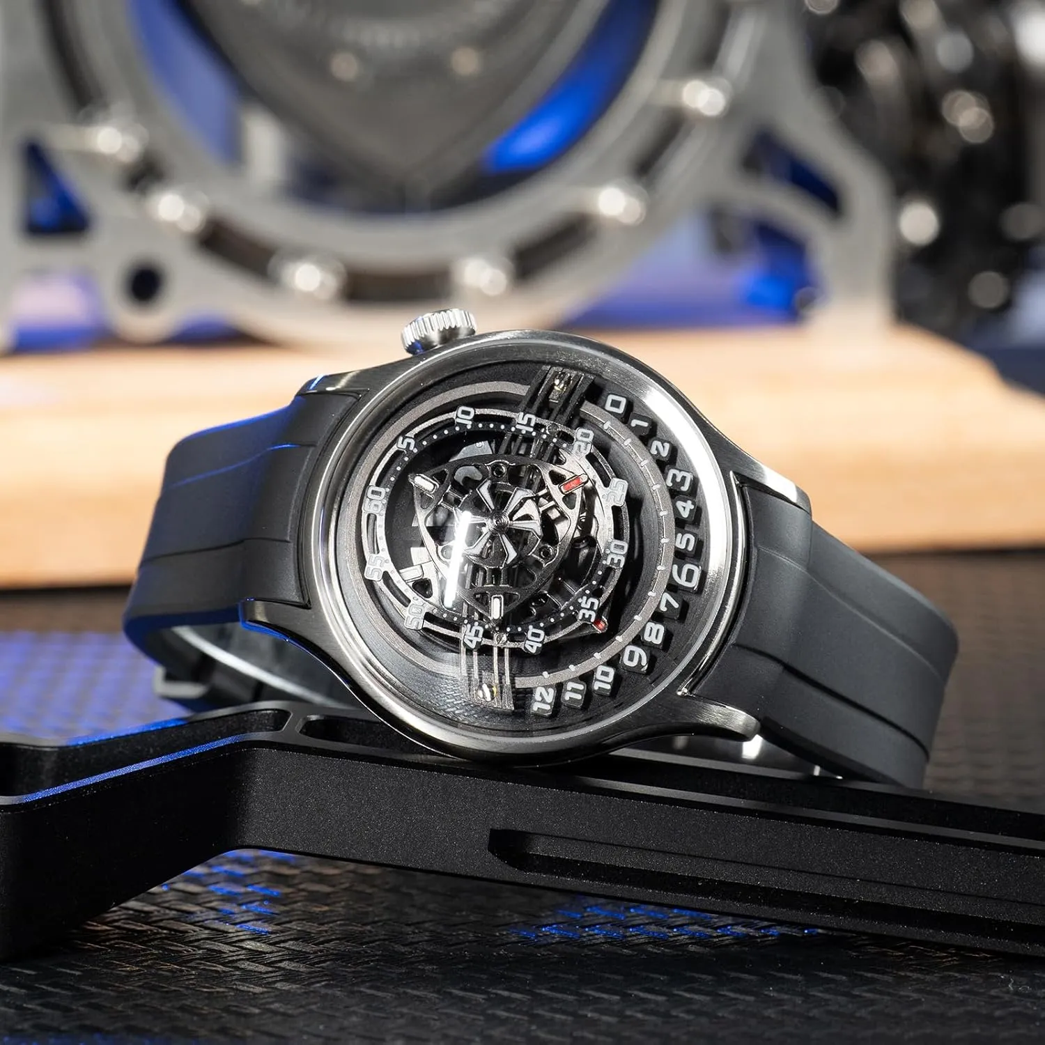 Sport Watches BLM-Rotor Luxury Designer Rotor Mechanical Automatic Watch for daddy Men Skeleton Super Blue Nightlight Waterproof 