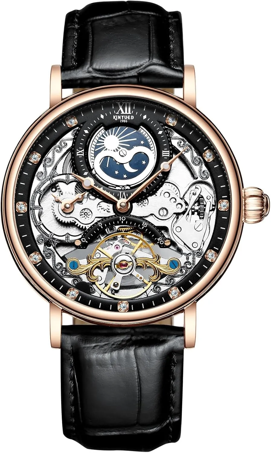 Sports Clock Mechanism Self Winding Watches Casual Moon horloge Man Watches Mechanical Automatic Watch Men Tourbillon Europe ambidextrous scale workplace verse suitcase Wristwatch 