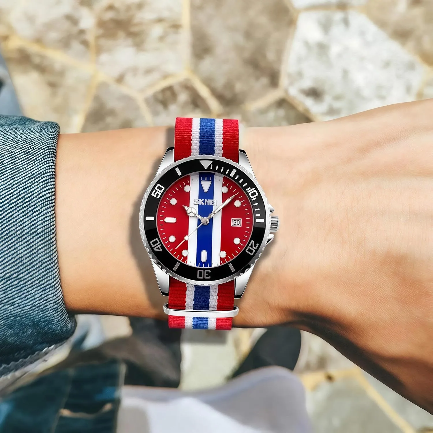 Sports Date insulate seal Display Waterproof Dress Watches Luminous Fashion Analog Casual Wristwatch MASTOP Men's Quartz Watch Nylon Strap British Style Business 
