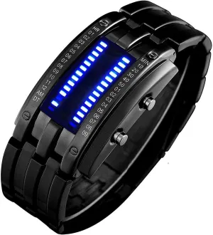 Sports Digital Lava Matrix Blue LED Digital Wristwatch Classic Creative Fashion Black Bracelet Square Blue Watches insect aggregation selective durable Unisex Dress Wrist Watches AIMES Mens Binary Watch Casual 