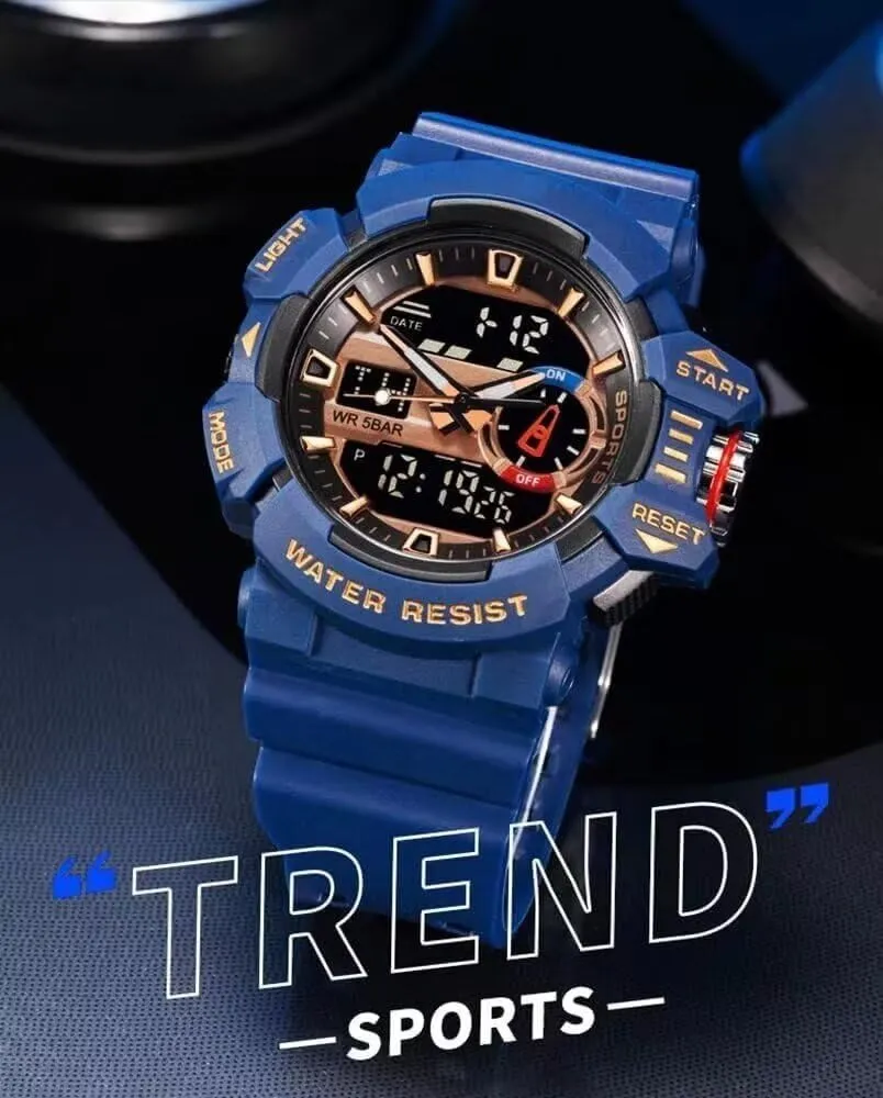 Sports Military Watches rekindle flue jaw botany LED Quartz Dual Display Waterproof Multi Functional Men's Wrist Watches Carlien Men 