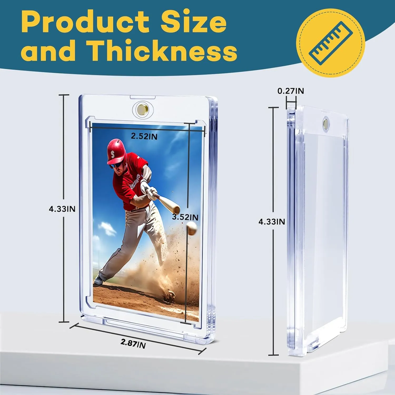 Sports rapport scent mackerel Game Baseball Cards 32 PCS Magnetic Card Holder, 35pt One Touch Card Holder,U-V Protection Hard Plastic Magnetic Cards Case,Display Case Protector for 