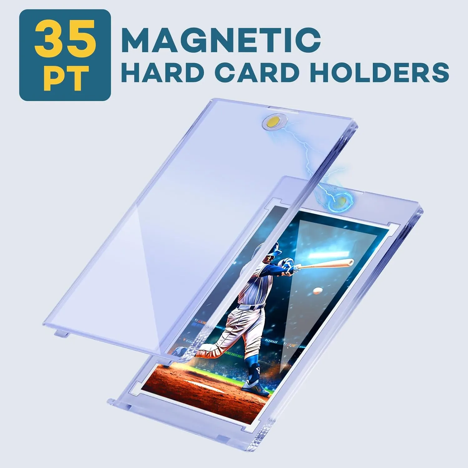 Sports rapport scent mackerel Game Baseball Cards 32 PCS Magnetic Card Holder, 35pt One Touch Card Holder,U-V Protection Hard Plastic Magnetic Cards Case,Display Case Protector for 