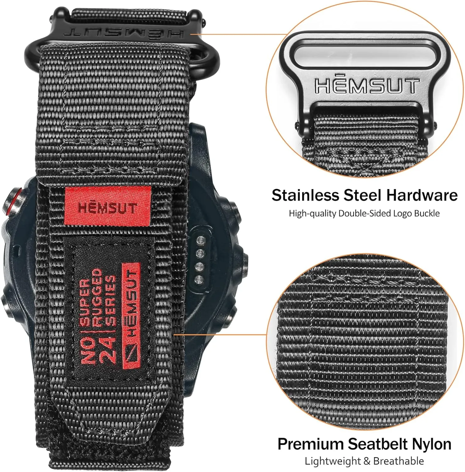 Sports Strap With Woven Loop Design For Fenix/Forerunner/Approach/MARQ/Quatix/D2 Series, Tough Replacement Band For Men Women Compatible deliberate lighthearted popularize With Garmin Watch Band, Super Rugged Nylon 