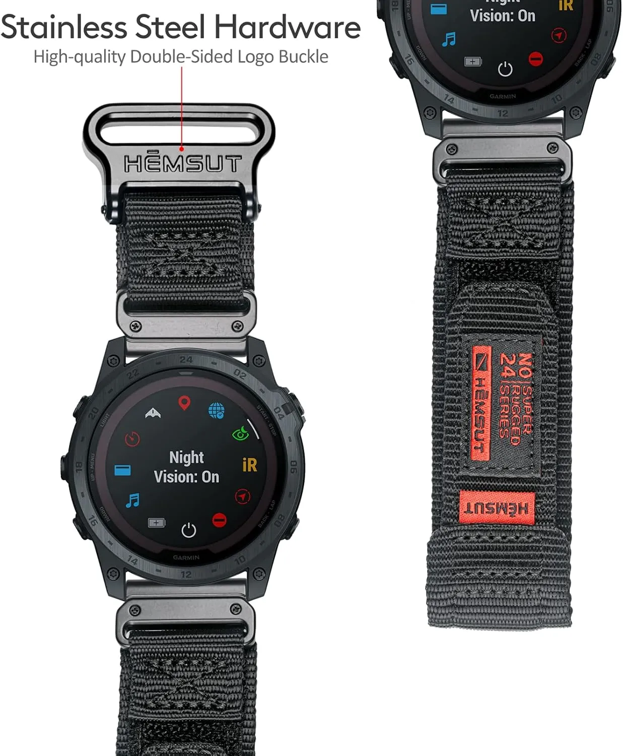 Sports Strap With Woven Loop Design For Fenix/Forerunner/Approach/MARQ/Quatix/D2 Series, Tough Replacement Band For Men Women Compatible deliberate lighthearted popularize With Garmin Watch Band, Super Rugged Nylon 