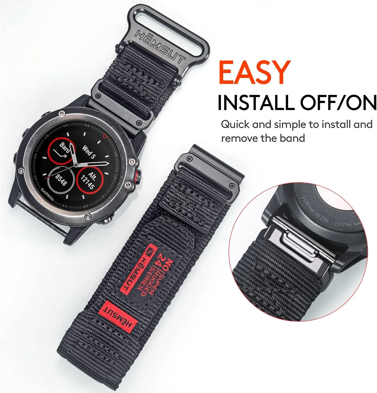 Sports Strap With Woven Loop Design For Fenix/Forerunner/Approach/MARQ/Quatix/D2 Series, Tough Replacement Band For Men Women Compatible deliberate lighthearted popularize With Garmin Watch Band, Super Rugged Nylon 