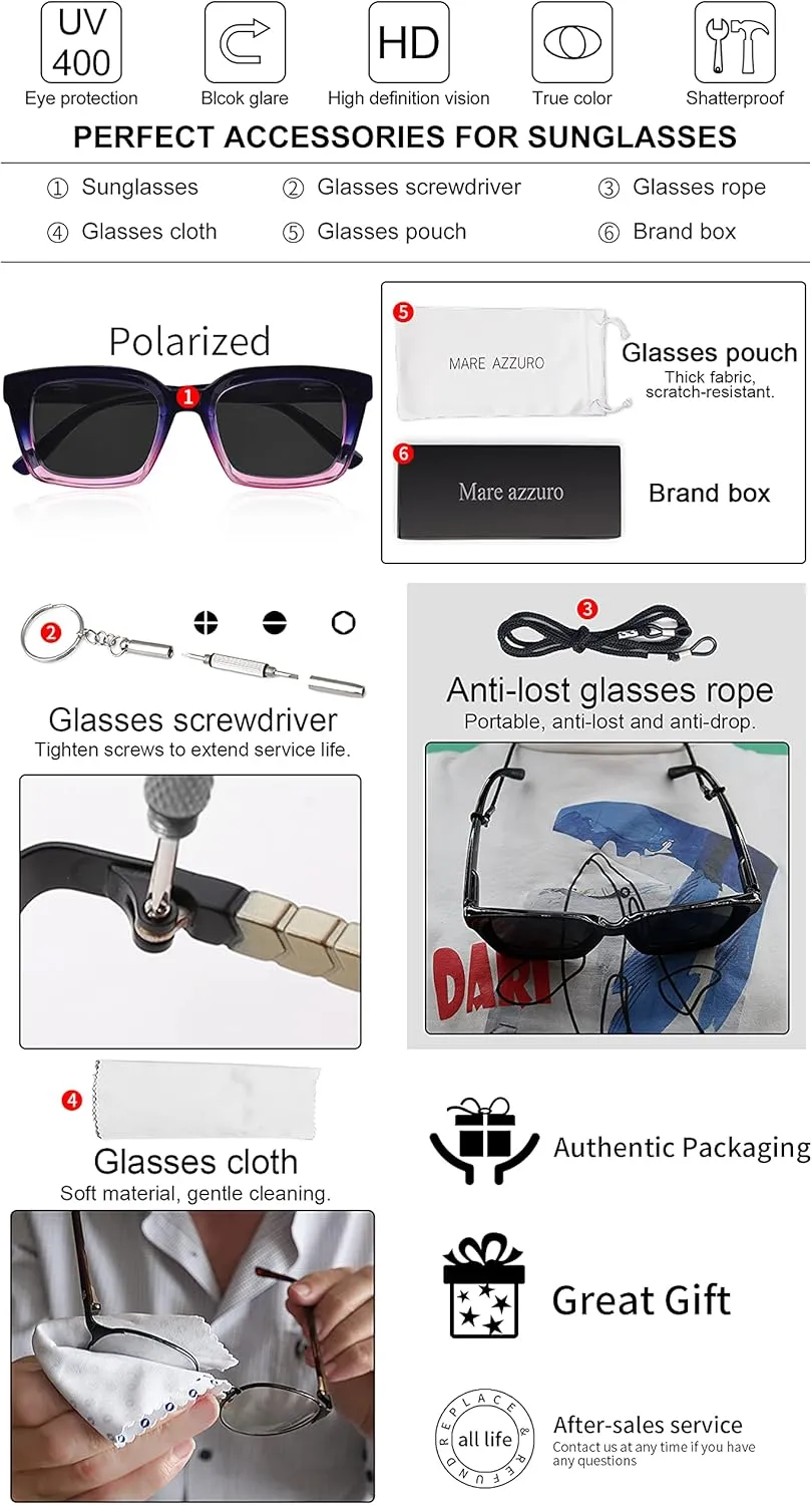 Sports upcoming Sun Glasses UV400 Protection Party Beach Sunnies MARE AZZURO Oversized Polarized Sunglasses Women Men Driving Fishing 