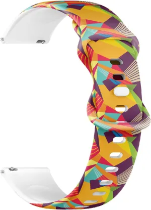 Sports Watch Band (Decorative Geometric Mosaic barb tine Design) Replacement Rubber Strap Bracelet for Women, Men 20mm Quick Release Soft Sillicone 