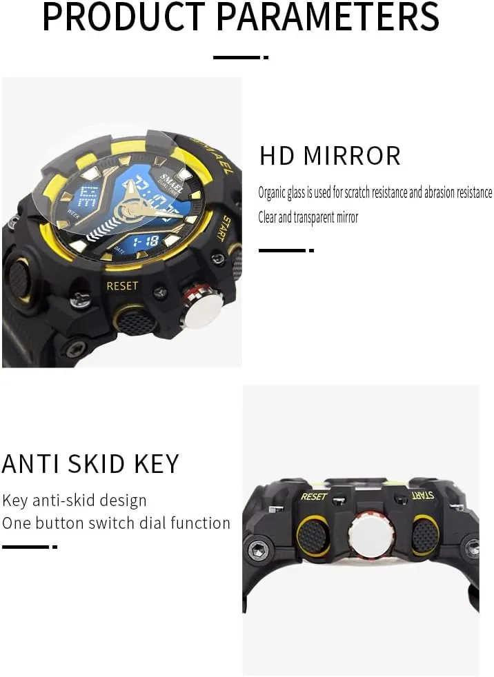 Sports Watch sick wheat Large Face Analog Digital Dual Display Waterproof Watches LED Alarm Stopwatch FANMIS Men's Military Tactics Watch Multi Function Outdoor 