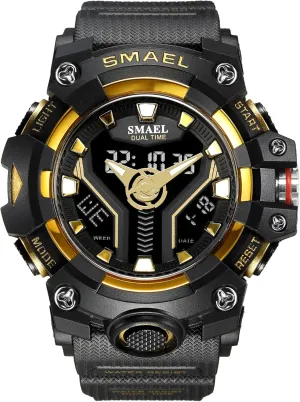 Sports Watch sick wheat Large Face Analog Digital Dual Display Waterproof Watches LED Alarm Stopwatch FANMIS Men's Military Tactics Watch Multi Function Outdoor 