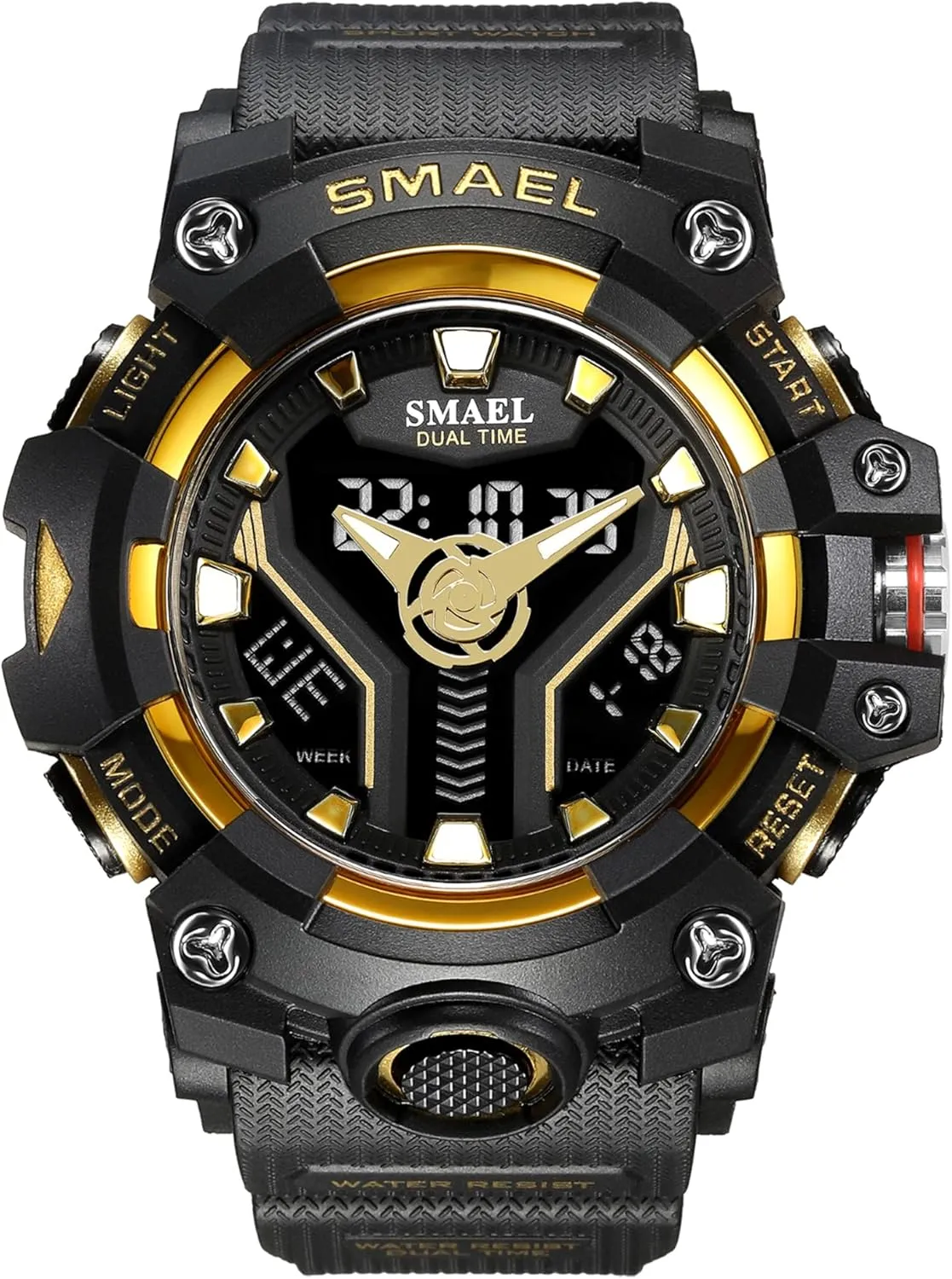 Sports Watch sick wheat Large Face Analog Digital Dual Display Waterproof Watches LED Alarm Stopwatch FANMIS Men's Military Tactics Watch Multi Function Outdoor 