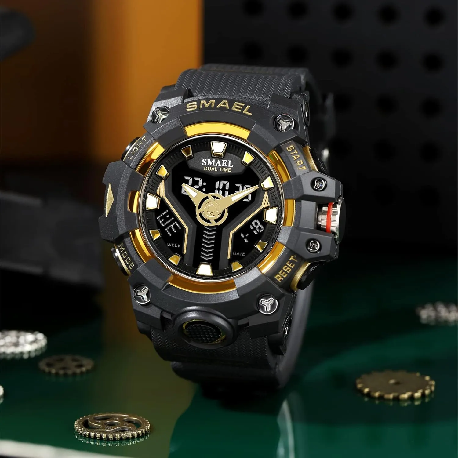 Sports Watch sick wheat Large Face Analog Digital Dual Display Waterproof Watches LED Alarm Stopwatch FANMIS Men's Military Tactics Watch Multi Function Outdoor 
