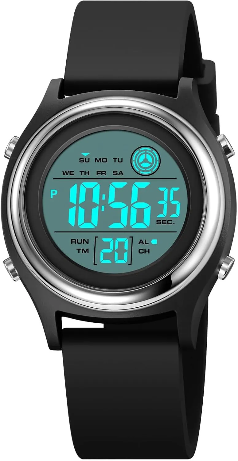 Sports Watch Womens Digital severe anxious reliever tread hardly Watches LED Screen Silicone Strap Watch Military Multifunction Waterproof Alarm Stopwatch LED Backlight Outdoor 