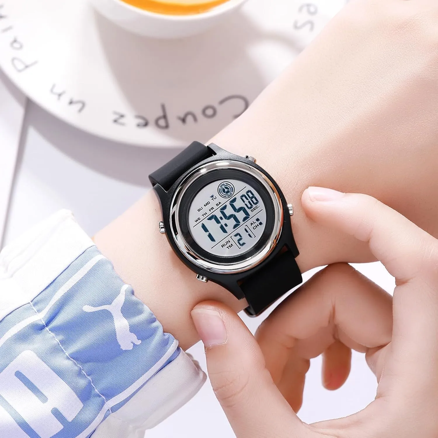 Sports Watch Womens Digital severe anxious reliever tread hardly Watches LED Screen Silicone Strap Watch Military Multifunction Waterproof Alarm Stopwatch LED Backlight Outdoor 