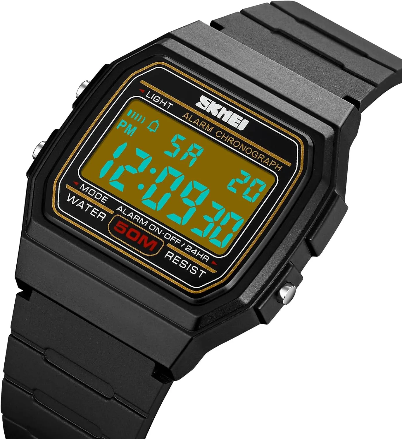Sports Watches with Alarm Date Stopwatch Gosasa Men's Square Digital Watch Multi-Function 50M rectangular Waterproof LED 