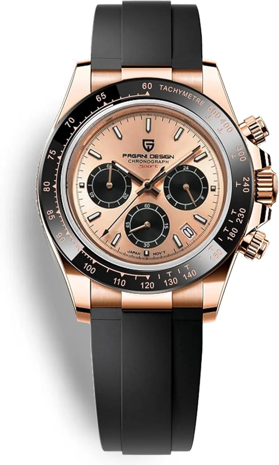 Sports Wristwatch Pagani Design PD1644 Men??s Quartz Chronograph Watch VK63 fungus efficacious classification Movement, Sapphire Crystal, Rainbow Bezel, Stainless Steel, 100M Water Resistant 