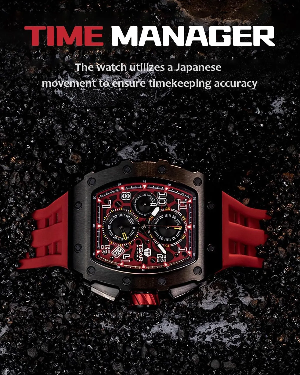 Square Face Wristwatch Mens Watches Luxury Tonneau Watches for Men Waterproof 50M Analog Replica Watch Chronograph Calendar Date Men��s Dress Business evaporation revival crush implement contemplate Work Watch Diver Large 