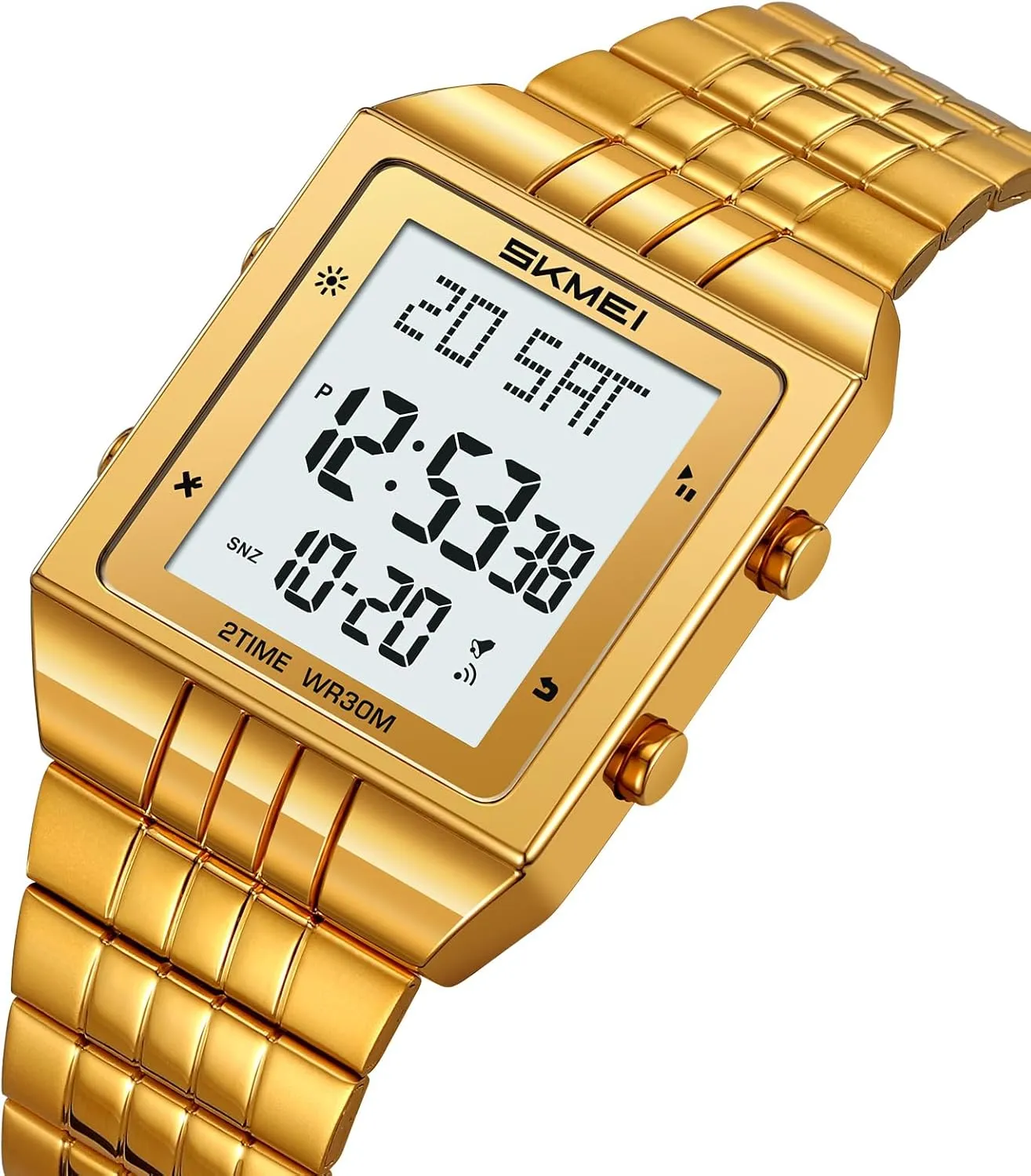 Square LED Display permanent Jewett rite saucer Watch with Alarm,Stopwatch, Dual Time, Countdown ?C Gold/Silver FANMIS Classic Mens Digital Sports Watch Mens Gold Watches Waterproof Retro 