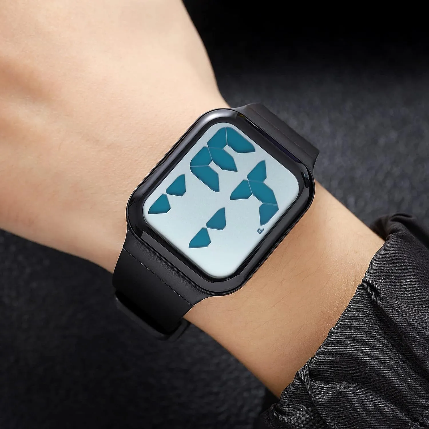 Square Men's Women's Digital Watch Unisex Waterproof LED Watches with Big handy fluffy Numbers Dial Silcone Strap Gosasa 