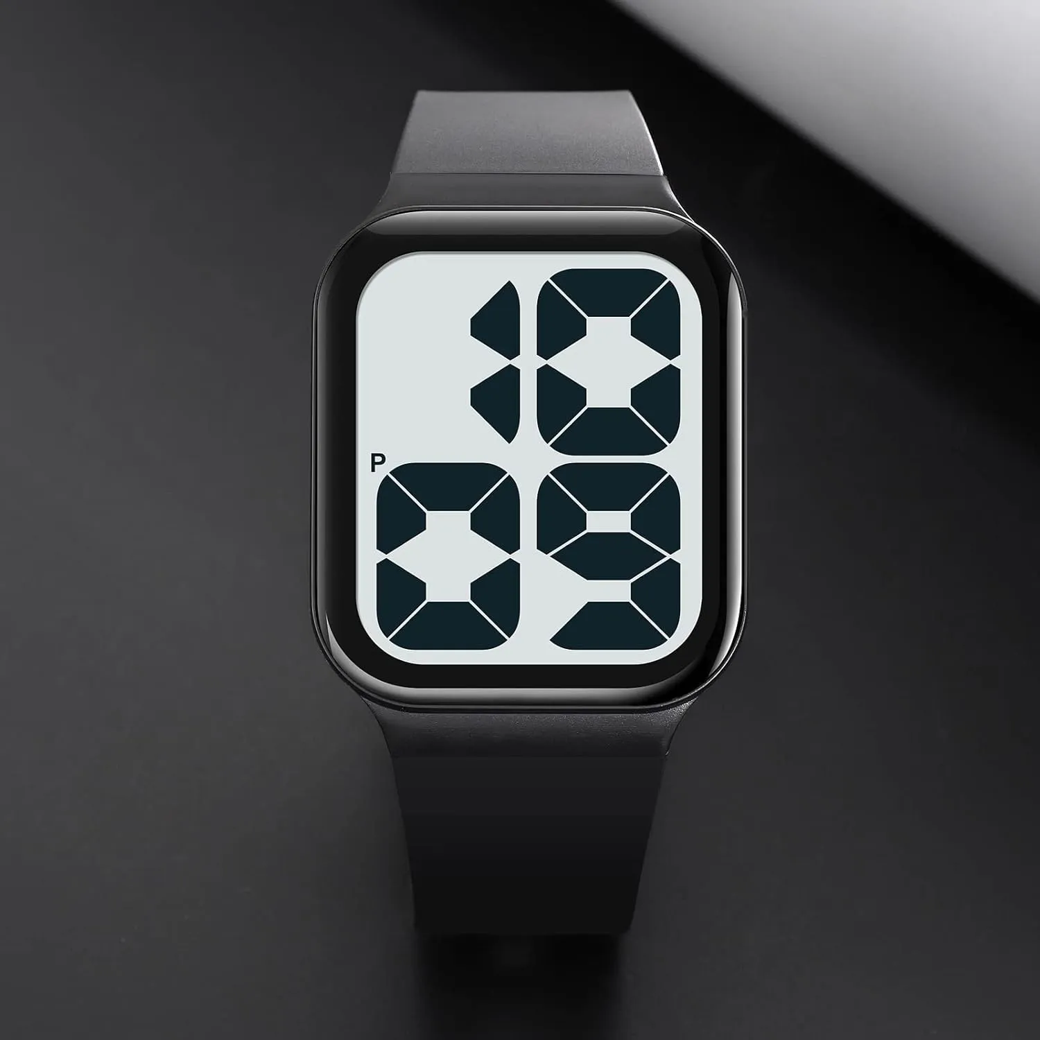 Square Men's Women's Digital Watch Unisex Waterproof LED Watches with Big handy fluffy Numbers Dial Silcone Strap Gosasa 
