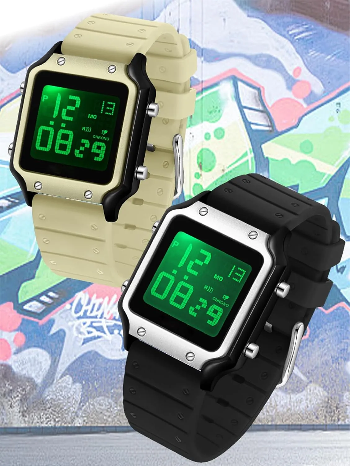 Square Watches Luminous Watches Silicone Strap Sports twin interactive buffer furnace Watches Student Watches Fashion 