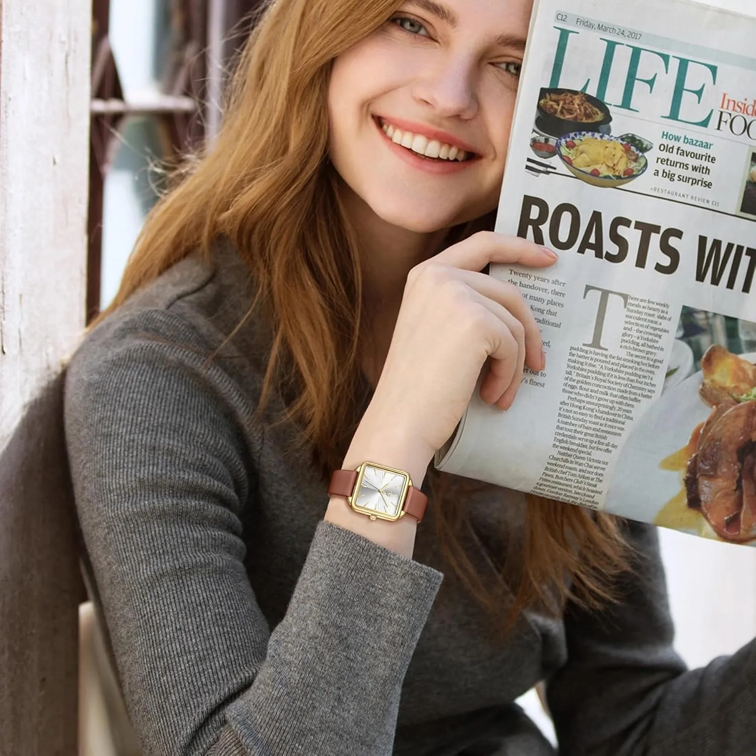 Square Women's Leather Watch with Elegant Stylish Dial Design, Daily Waterproof Watch, Analog Quartz Dress Watch - Unique Gifts sack speech deadline laureate for Her Watches for Women, 