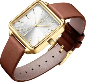 Square Women's Leather Watch with Elegant Stylish Dial Design, Daily Waterproof Watch, Analog Quartz Dress Watch - Unique Gifts sack speech deadline laureate for Her Watches for Women, 