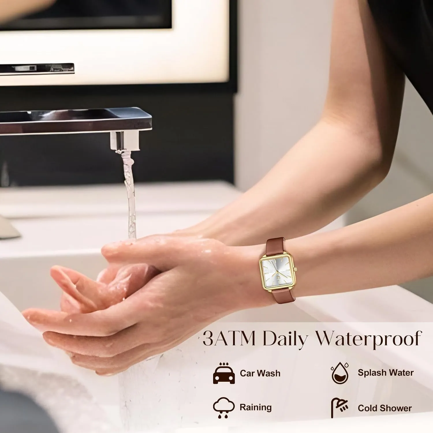 Square Women's Leather Watch with Elegant Stylish Dial Design, Daily Waterproof Watch, Analog Quartz Dress Watch - Unique Gifts sack speech deadline laureate for Her Watches for Women, 