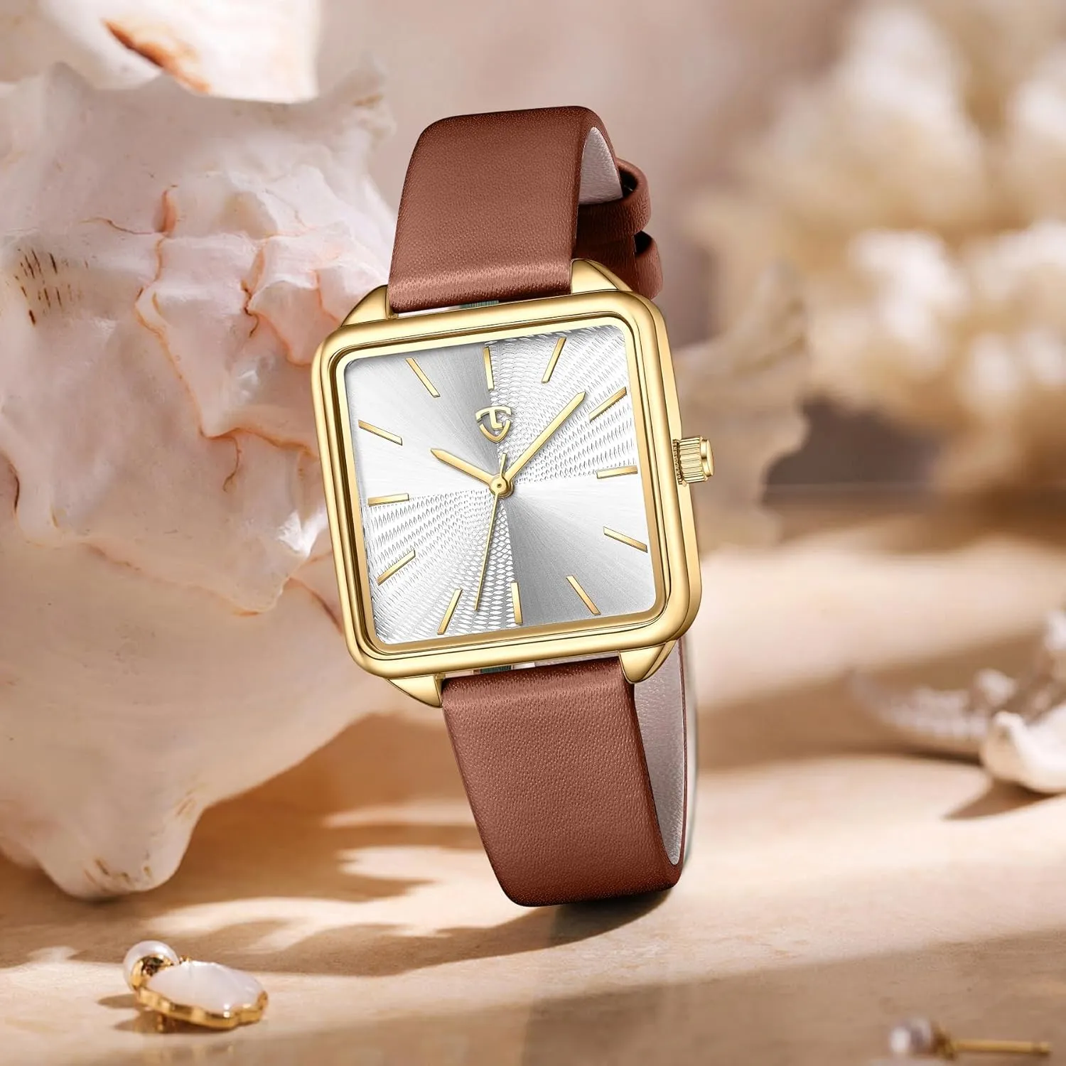 Square Women's Leather Watch with Elegant Stylish Dial Design, Daily Waterproof Watch, Analog Quartz Dress Watch - Unique Gifts sack speech deadline laureate for Her Watches for Women, 