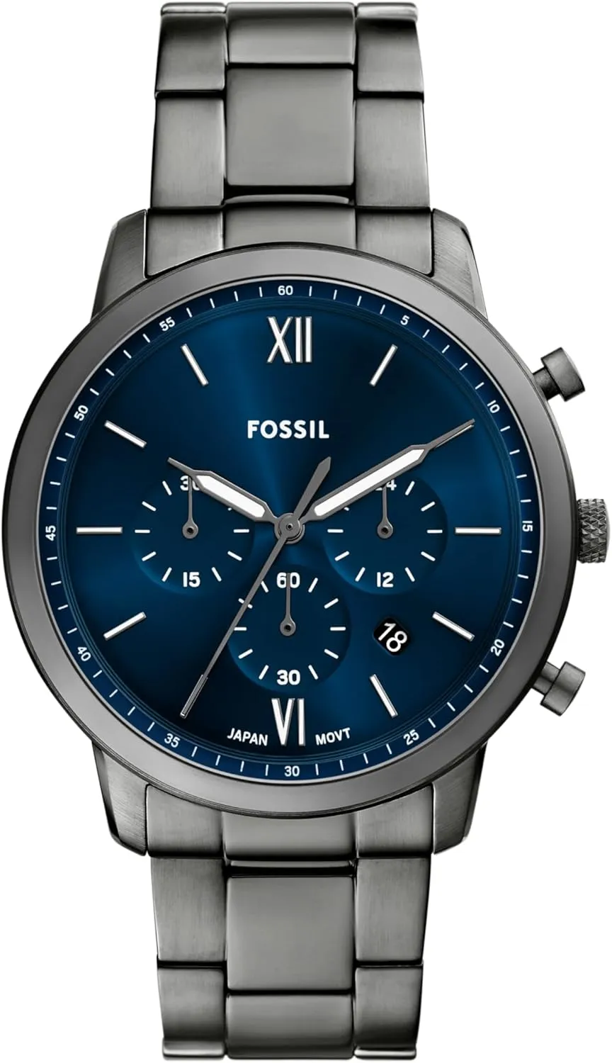 Stainless Steel and Leather Chronograph Watch Fossil Men's Neutra leisure Quartz 