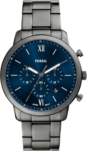Stainless Steel and Leather Chronograph Watch Fossil Men's Neutra leisure Quartz 