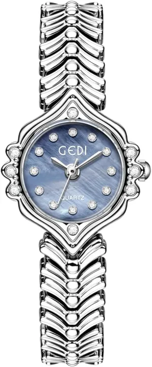 Stainless Steel Band Fashion Dress Wristwatch Bracelet CARLIEN Women??s Dainty Luxury Rhinestone soup by-product Pearl Dial Quartz Watch Fishtail 