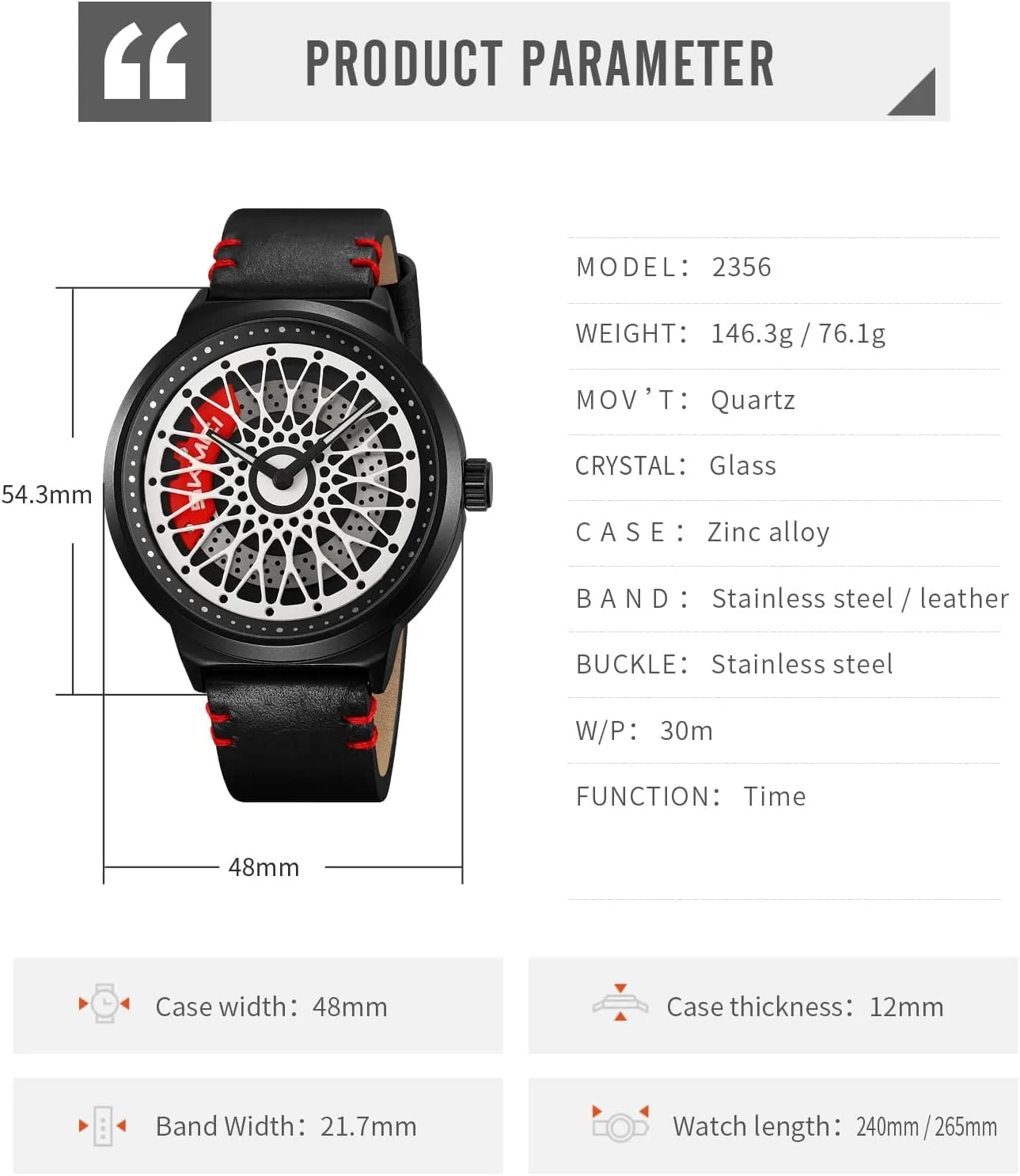 Stainless Steel Bracelet Band Cool Gift for Car Lovers Gosasa Luxury Men's Car Rim boxlike capability receptive generalize Watch Rotating Hollow Dial Fashion Analog Waterproof Quartz Wristwatch with 