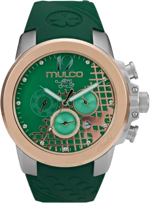 Stainless Steel Case with Wrist Silicone Band, Quartz Multifunctional Movement, Large Face Analog Display - Crystals Stones inactivate and Rose Gold Accents, 100m Water Resistant - Waterproof MULCO Watches for Women - Era, Silver 