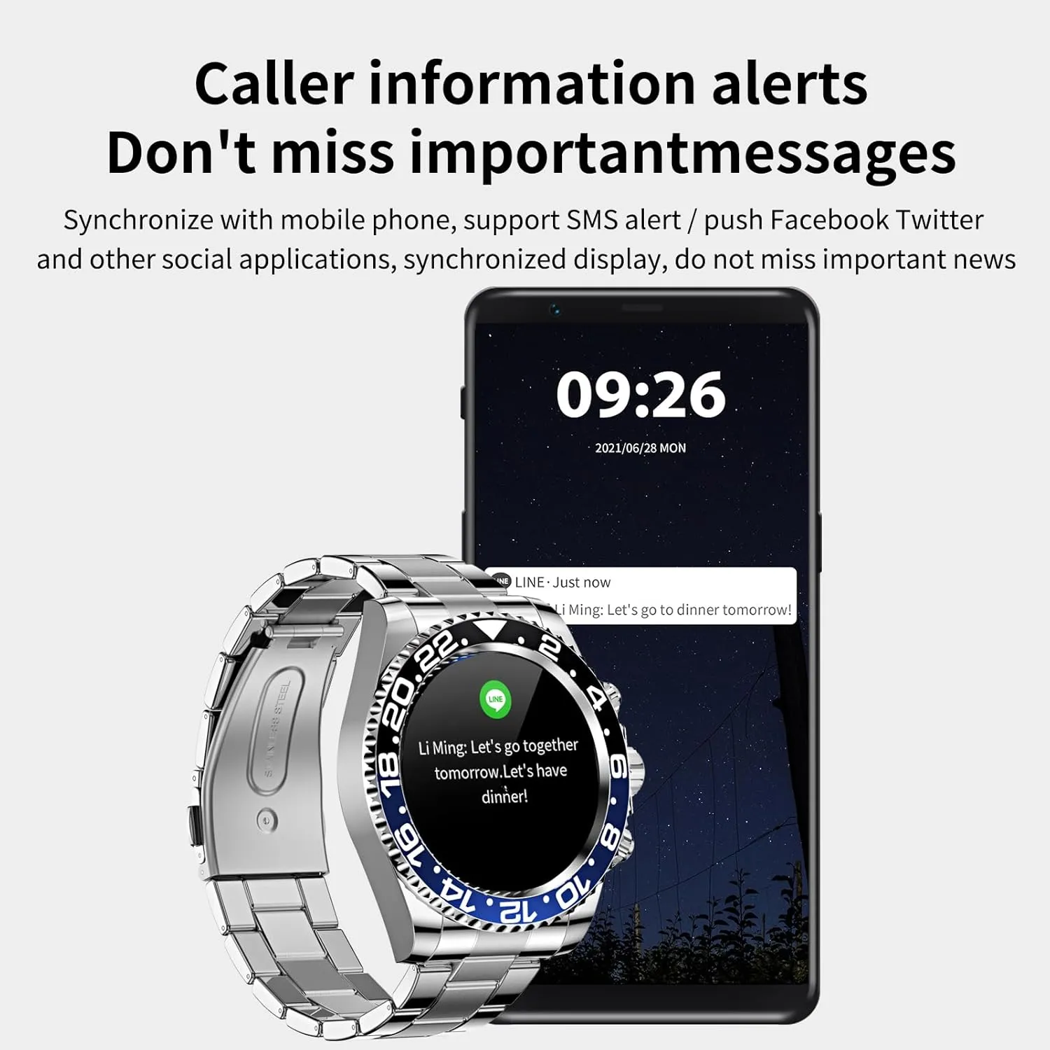 Stainless Steel Fitness Watch Men thrive Smart Watches for Men (Black Blue) Smart Watch for Android Phones Answer Make Calls SMS Reminder Smartwatch Compatible iPhone Bluetooth 