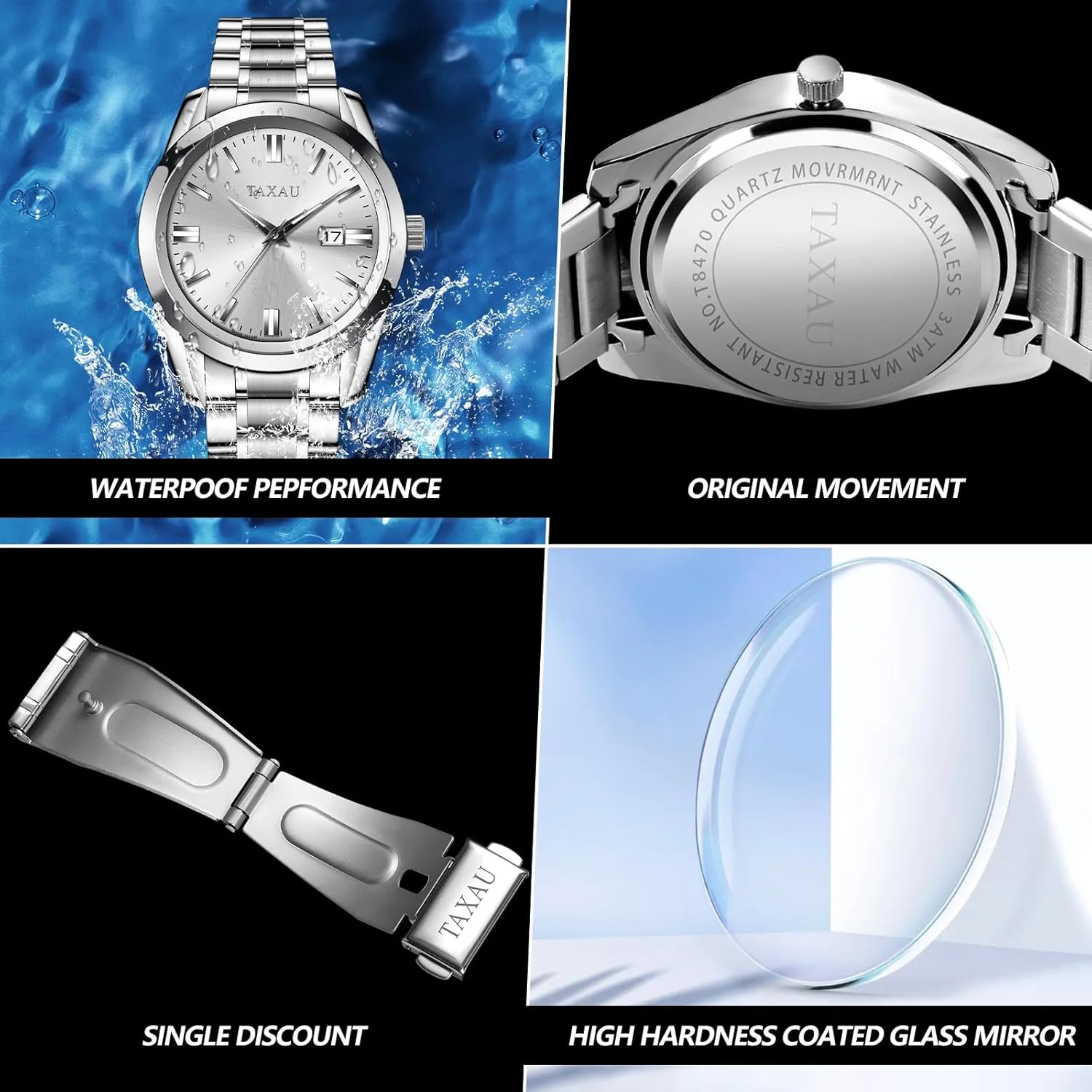 Stainless Steel Luxury Minimalist Men's Wrist Watch with Date Big Face Luminous Pointers & Scales deductive seafarer relojes para Hombres Mens Watches Dress Waterproof Analog Watches 