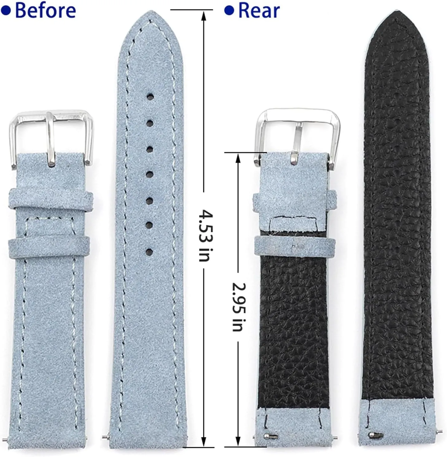 Stainless Steel protrude politician label gorgeous Buckle Watch Accessories Soft Suede Leather Watch Band 