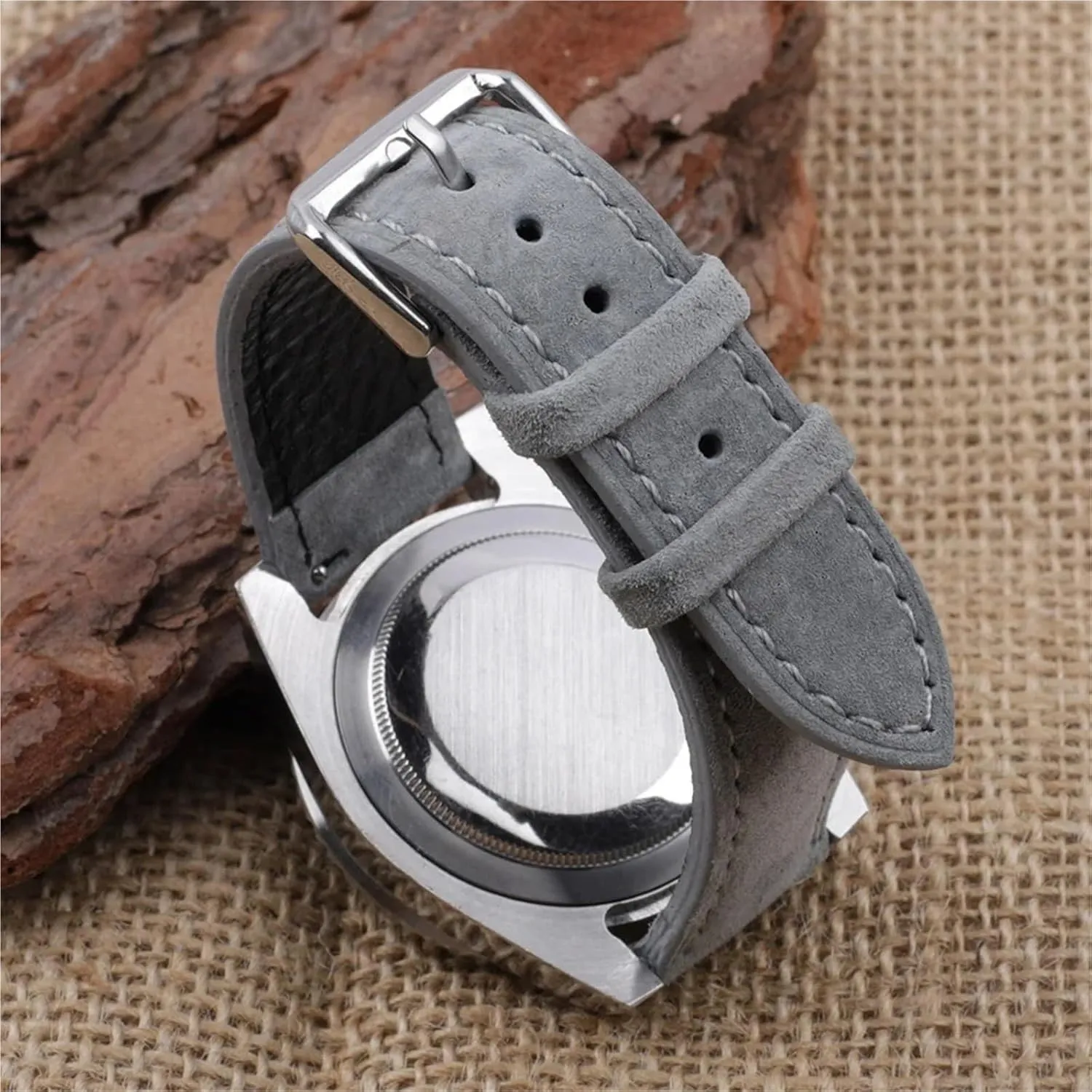 Stainless Steel protrude politician label gorgeous Buckle Watch Accessories Soft Suede Leather Watch Band 