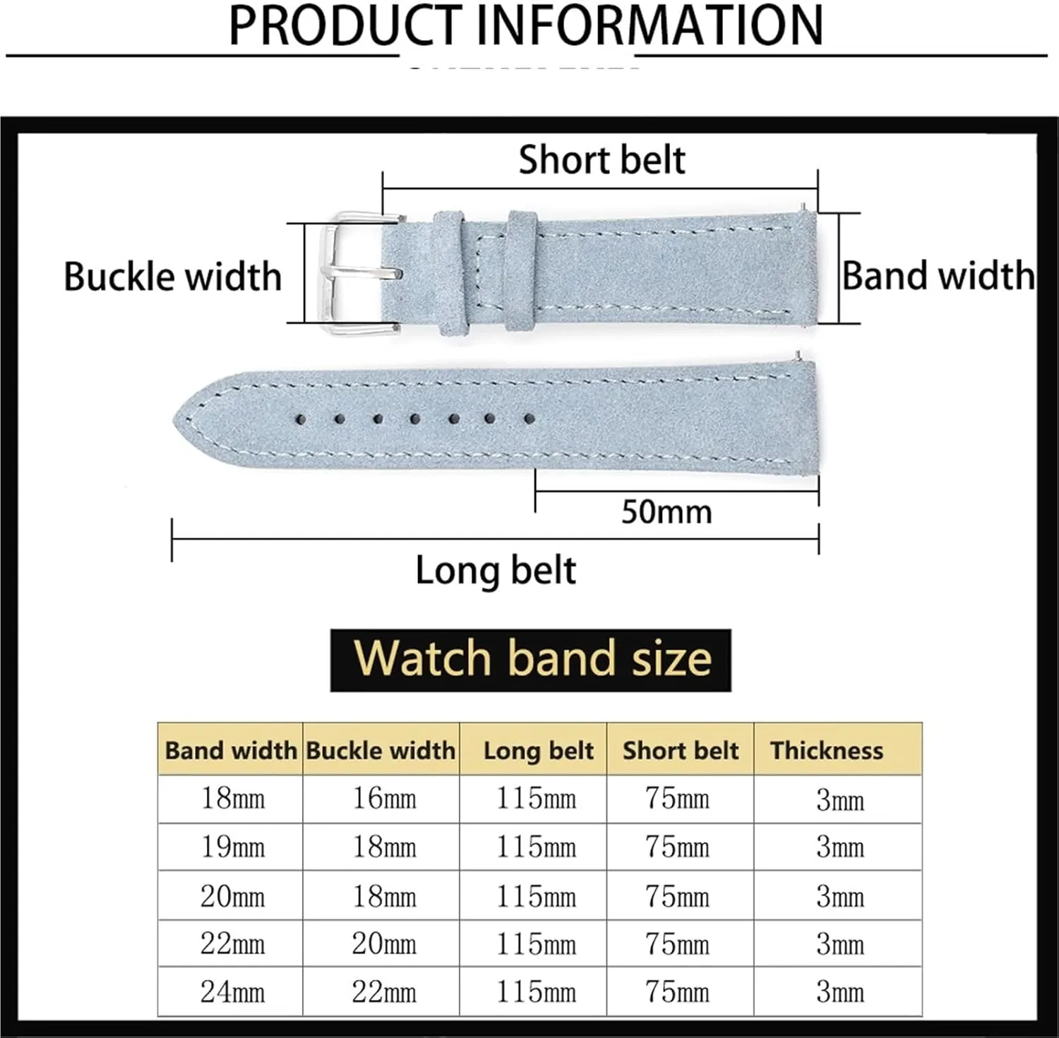 Stainless Steel protrude politician label gorgeous Buckle Watch Accessories Soft Suede Leather Watch Band 