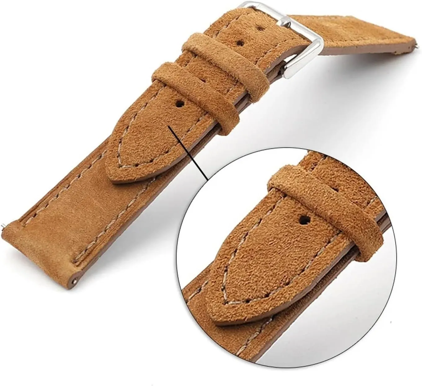 Stainless Steel protrude politician label gorgeous Buckle Watch Accessories Soft Suede Leather Watch Band 