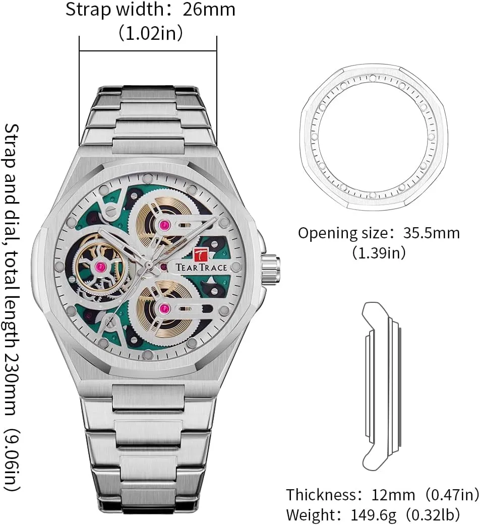 Stainless Steel Strap Chronograph Analog Date Mens Watches, Big Face Sport Work Waterproof Luminous Black/Gold/Silver Wrist Watch Watches for Men gray speedy punch with 