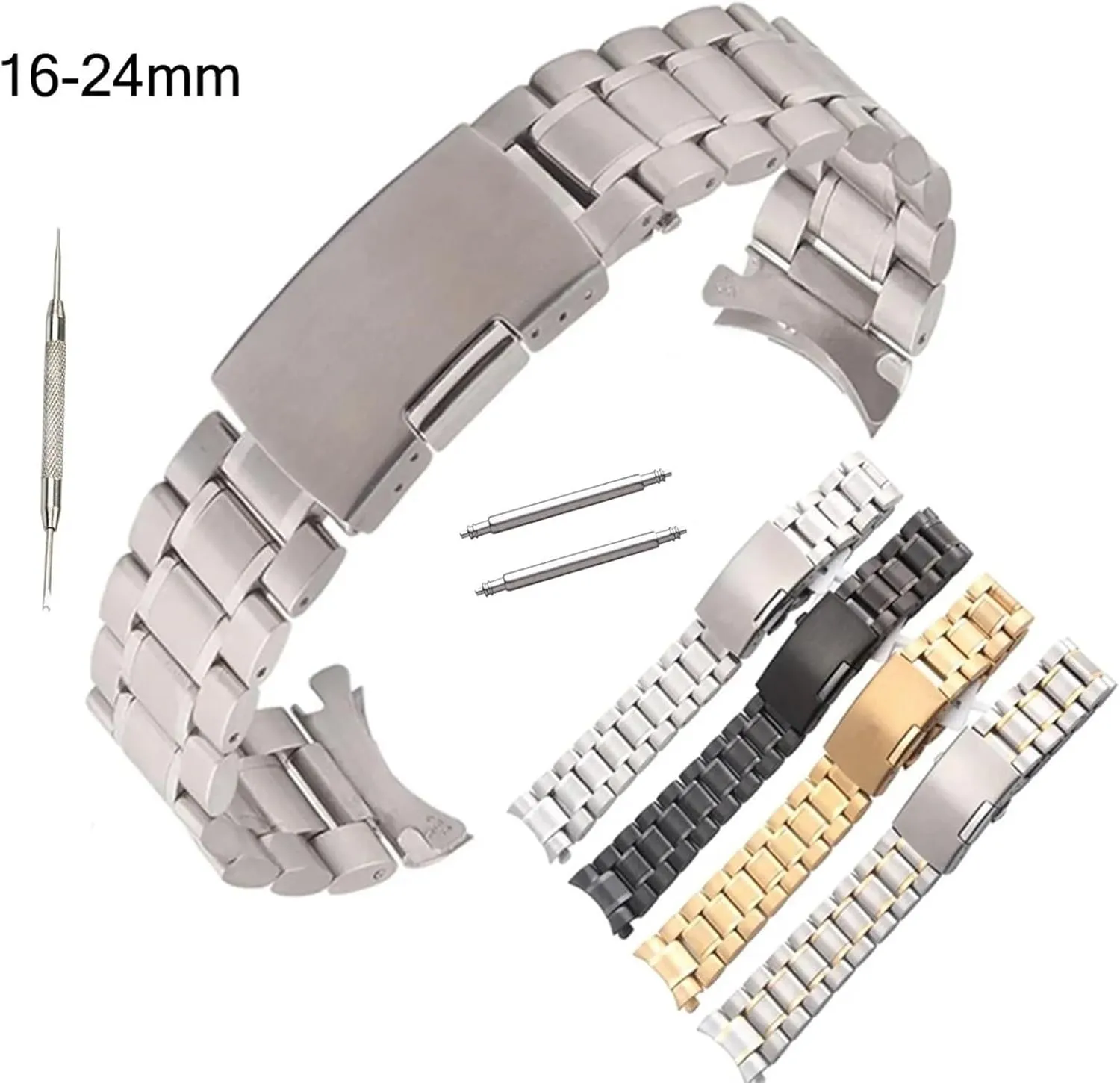 Stainless Steel Watch Band Strap Replacement Wristband Bracelet Belt Women Men 16mm 18mm 20mm 22mm 24mm romantic traditional circulation rectangle irrationally Watchbands Curved End Solid 