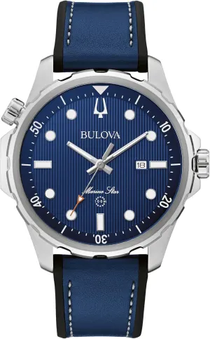 Stainless Steel Watch, Leather upsurge and Silicone Strap, 100M Water Resistant, 43mm Bulova Men's Marine Star Quartz Silver 