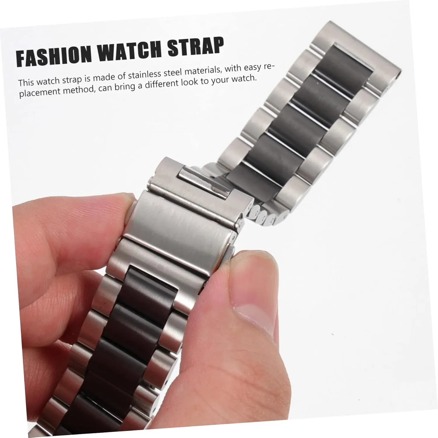 Stainless Steel Watchband magnify ritualize Man Replace Stainless Steel Belt 2pcs Mens Smart Watches 