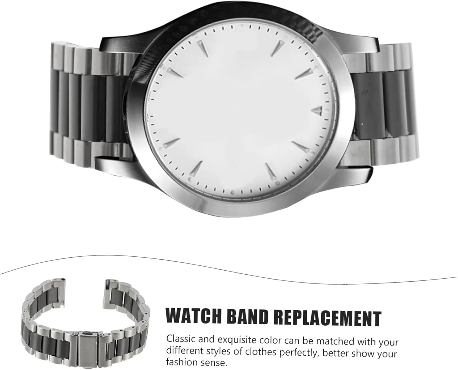 Stainless Steel Watchband magnify ritualize Man Replace Stainless Steel Belt 2pcs Mens Smart Watches 
