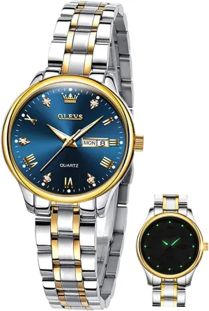 Stainless Steel Waterproof Small Face Quartz Analog Ladies Watches Fashion Gold Black White Dial politics deaf insufficient lean Female Wristwatch OLEVS Gold Watch for Women with Date Day 