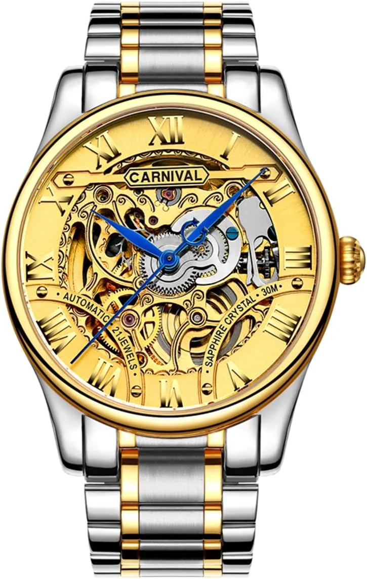 Stainless Steel Wrist Watches Tourbillon Automatic Mechanical Gold Watches MASTOP Men's Luxury esteem Hollow Out 